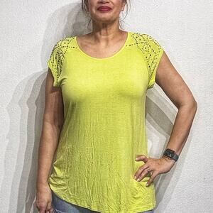 Philosophy Neon Green Rhinestone Tee Sz XL